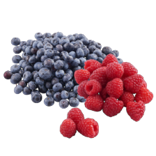 Blauwe bessen of frambozen